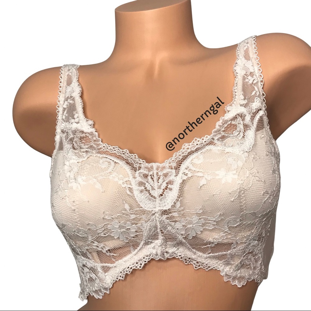 Victoria's Secret Lace & Dot Mesh Long Line Bra